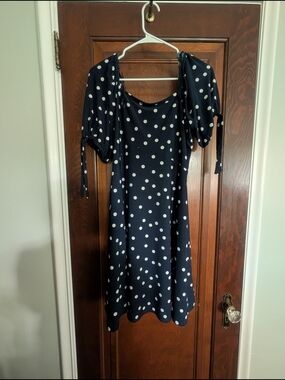 Tommy Hilfiger Navy & White Polka Dot Midi Dress